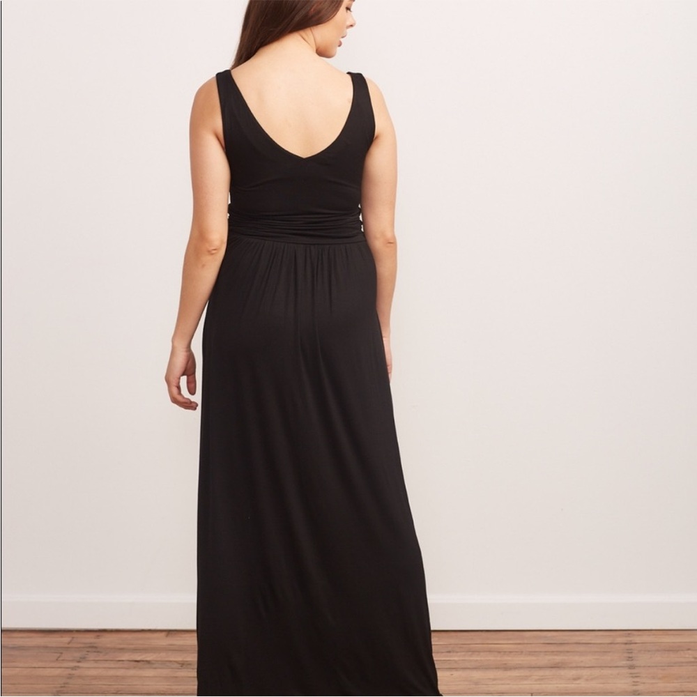 Brass the tank maxi dress sleeveless black jersey stretch pockets small - Picture 6 of 15